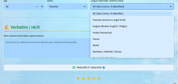 Interface MINOR-IA — barrières linguistiques